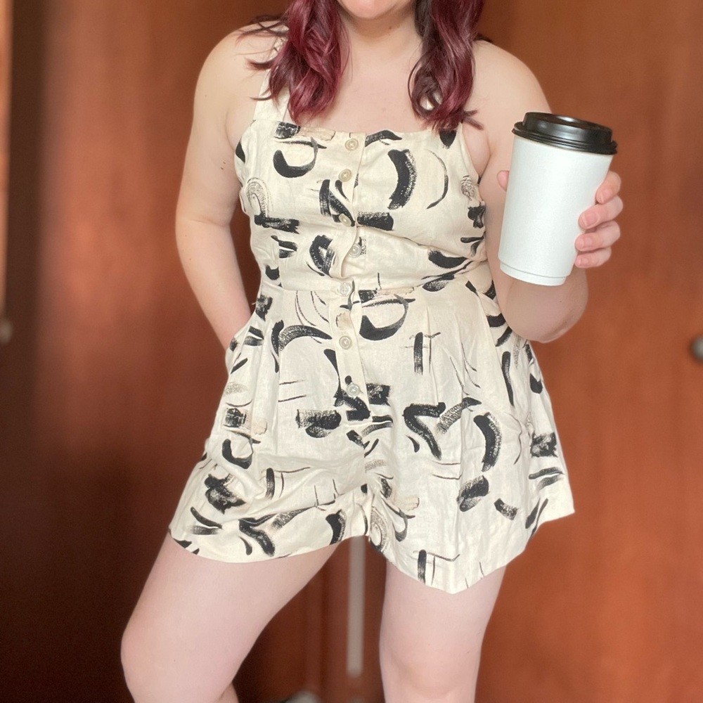 Neutral linen romper